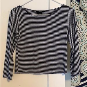 Cropped blue and white striped long sleeve.